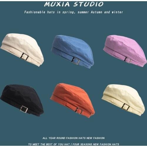 Beret Womens Winter Navy Hat Pure Cotton Octagonal Hat Multicolor Solid Color Fashion Party British Hat Warm Beret