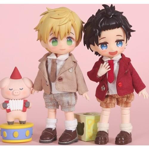 Bjd clothes fashion tie shirt jacket plaid shorts school uniform suit for ob11,obitsu11,molly,1/12bjd doll clothes accessories