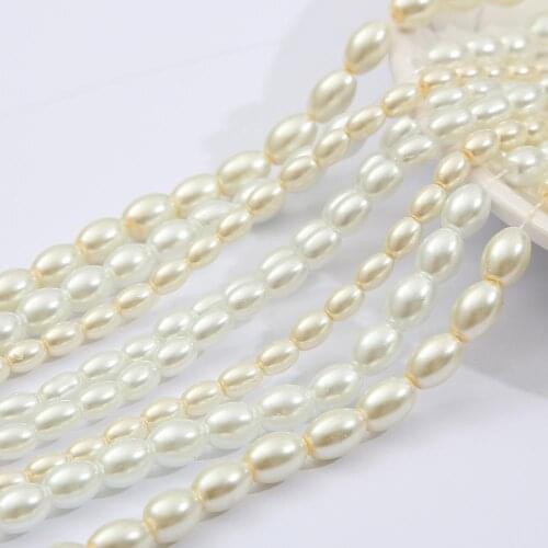 90-120pcs/lot Multiple Size Beige White Oval Shape Glass Pearl Charms Beads for DIY Necklace Earring Bracelet Jewelry Making