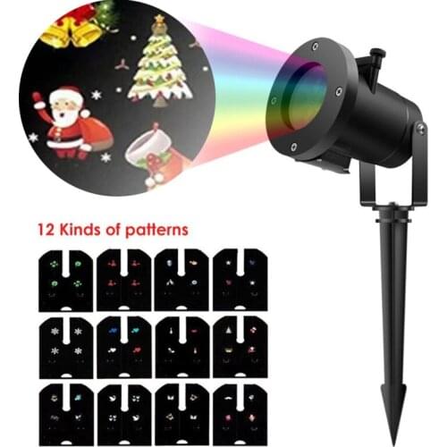 Christmas Decoration LED Moving Snowflake Santa Claus 12 pattern Projector Light for Home Xmas Garden Party Outdoor Landscape