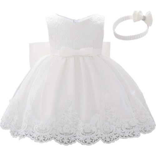 Princess Kids Baby Girls Dress Lace Flower Tulle Christening Gowns Tutu For Babies 1st Birthday Outfits Toddler Baptism Cosutme