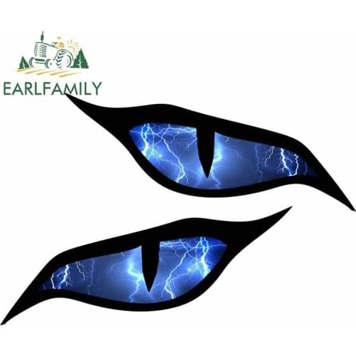 EARLFAMILY 13cm x 8.4cm Pair of Evil Eye Eyes Design Psychedelic Rainbow Motorbike Biker Helmet Car Sticker