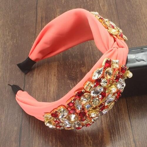 Elegant New Fashion Hair Accessories Wide Side Headband Mix Crystal Baroque Hairband Center Cross Headwear For Women Wedding