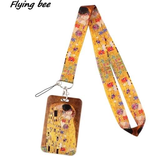 Flyingbee X1764 Painting Art Lanyard Credit Card ID Holder Bag Student Travel Bank Bus Business Card Cover Badge DIY Hang Rope
