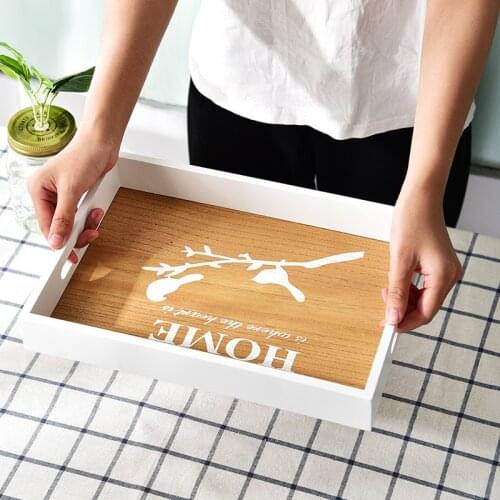 Wooden Food Tray Plate Fruit Plate Rectangle Tea Set Coffee Tray Dessert Bread Dinner Plate Jewelry Storage