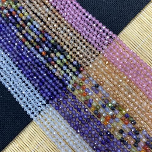 Natural Zircon Faceted Small Beads Charm Loose Beads Used for DIY Jewelry Making Bracelet and Necklace Accessories Size 2 3 4mm