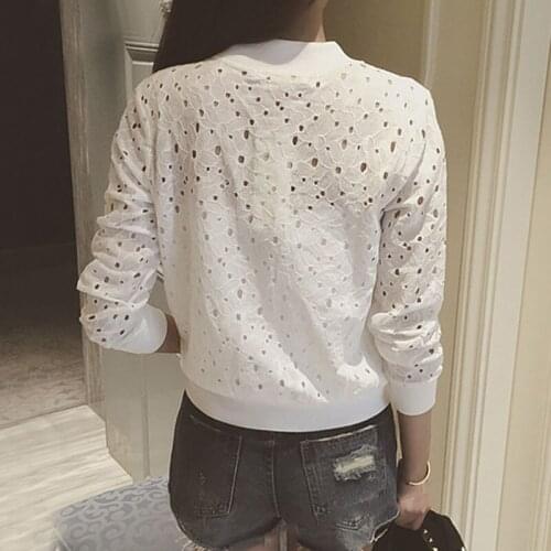 Hot Selling Fashion Women Bomber Jacket Long Sleeve Lace Sunscreen Shirt Short Summer Thin Coat Casual Baseball Coat -B5