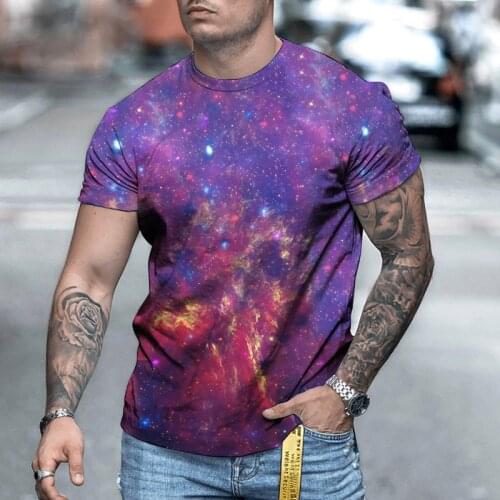 Summer Mens T-shirts Universe Starry Sky Graphic T-shirtsstarry 3d Printing Shirts Brand Mens Top Popular T-shirts