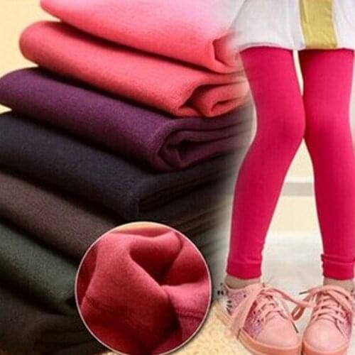 Hot sale 2019 New Autumn And Winter fleece Candy Color Girls leggings girls pants with girls trousers kids pants