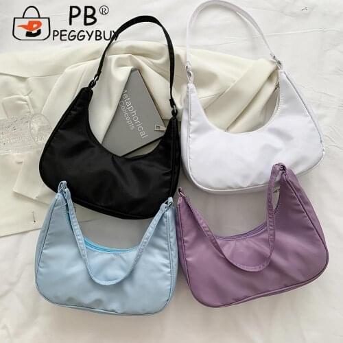 Fashion Women Oxford Cloth Shoulder Underarm Hobos Bag Casual All-match Solid Color Small Handbags Portable Travel Zipper Purse