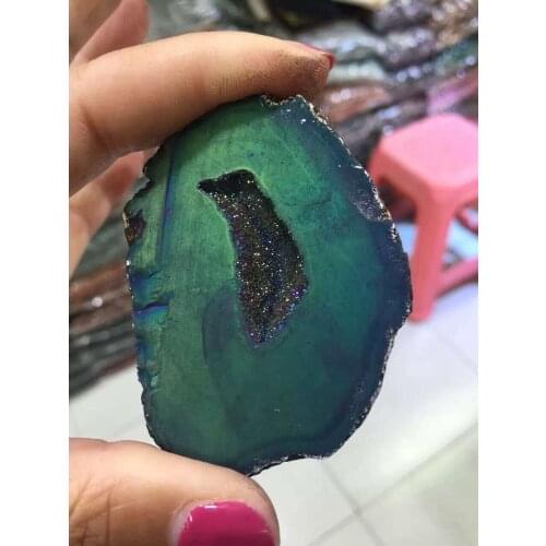 Trendy 1pcs Druzy Green Color Jewlery Making Suppliers Slab Gems Stone Necklaces for Dinnder Fashion Design