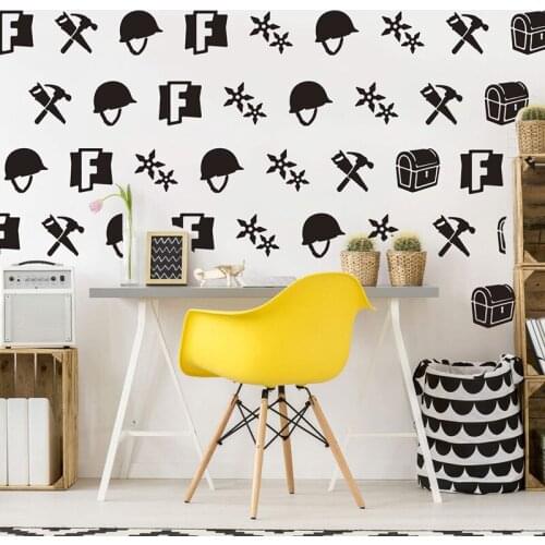 Cartoon Game Logo For Battle Wall Sticker Play Room Kids Room Gamer Video Royal Game Fort Wall Decal Boy Room Vinyl Home Decor