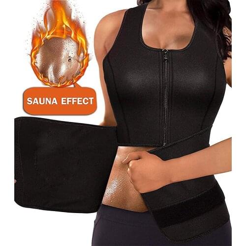 Sauna Vest Sweat Shaper Body Shapewear Women Slimming Belly Sheath Neoprene Waist Trainer Fitness Girdle Lose Weight Belt Zipper
