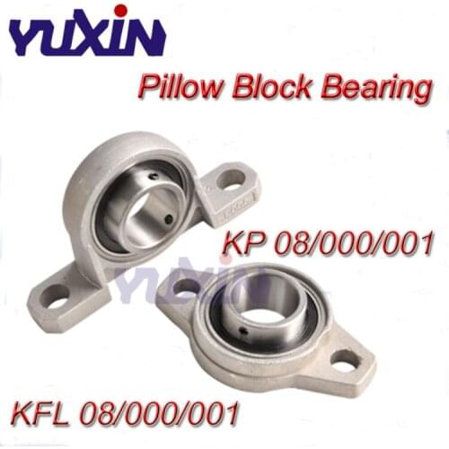 2Pcs Two-Bolt Housing Pillow Bearing KP/KFL08/000/001Diameter Pillow Block Mounted Ball Bearing Solid Base Zinc Alloy Mayitr