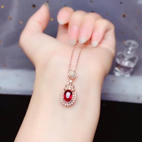 Natural red ruby gemstone necklace for women silver jewelry genuine natural gem fine jewelry birthday party gift free shipping