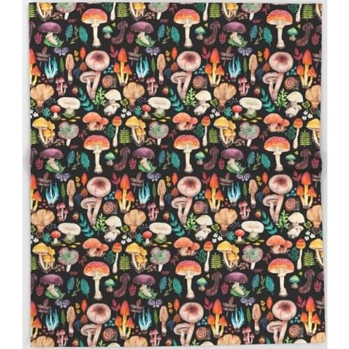 Mushroom Throw Blanket Portable Soft Bedspread Home Decoration Microfiber Flannel Blankets for Beds