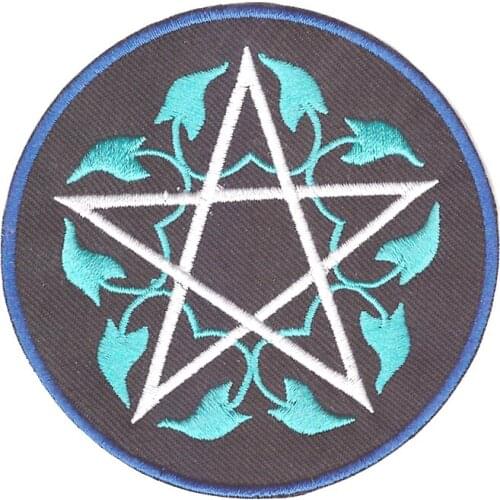Suitable for all kinds of clothes Pentagram pagan pentacle wicca white witchcraft applique iron on patch