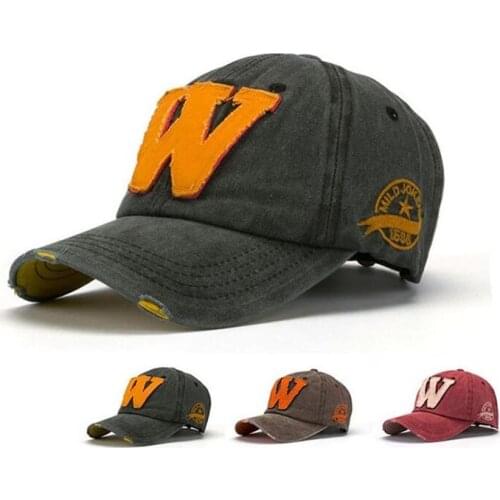 Casual Cotton Solid rodeo cap Baseball Cap Visor Hat Adjustable W letter baseball cap mens washed baseball hat sun hat ladies