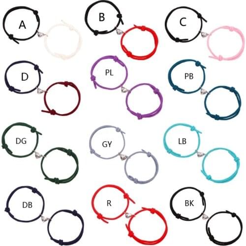 2 Pcs Attractive Magnet Bracelets for Couples Men Women Mutual Attraction Rope Braided Adjustable Bracelet Valentines Day Gifts