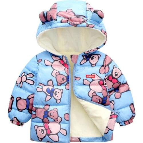 Autumn Winter Keep Warm Down Coats Hooded Jackets For Girls Thick Plus Velvet Clothes Childrens Down Jacket Boys Outerwear