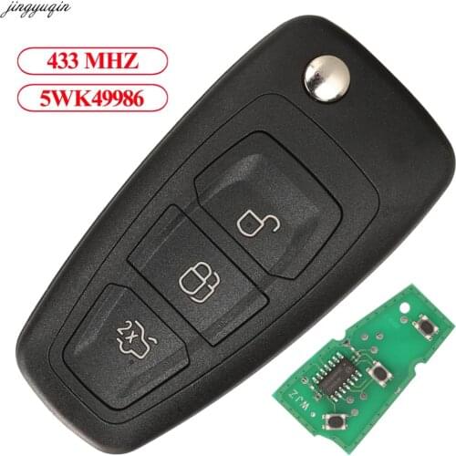 Jingyuqin Remote Control Flip Car Key 433MHZ FSK 5WK49986 For Ford C-Max Focus Galaxy Grand Mondeo S-Max FO21/HU101 without Chip