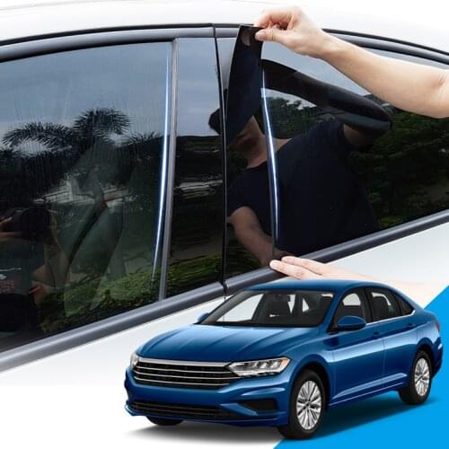 PVC Car Window Pillar Trim Sticker Middle BC Column Stickers External Accessories For Volkswagen Jetta A7 MK7 2019 2020 Sedan
