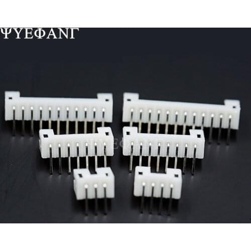 50pcs/LOT JST PH 2.0 connector male right angle material PH2.0 2mm Connectors Leads 2P 3P 4P 5P 6P 7P 8P 9P 10P 12pin Header