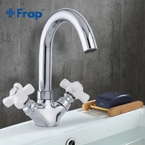 Frap Double Handle Basin Mixer Chrome Brass Washbasin Faucet Bathroom Faucet Double Handle Tap Hot and Cold Mixer Torneira F1318
