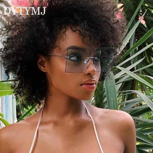 DYTYMJ Rimless Sunglasses Women Square Oversized Sunglasses Women Luxury Brand Glasses for Women/Men Vintage Oculos De Sol Mujer