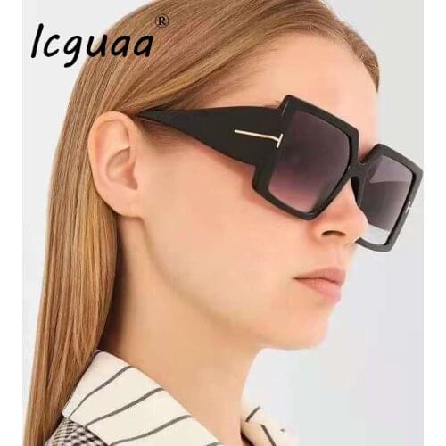 Big Frame Black Shades Square Sunglasses Women Gradient colors Brand Designer Fashion Pink Sun Glasses Female Oculos De Sol