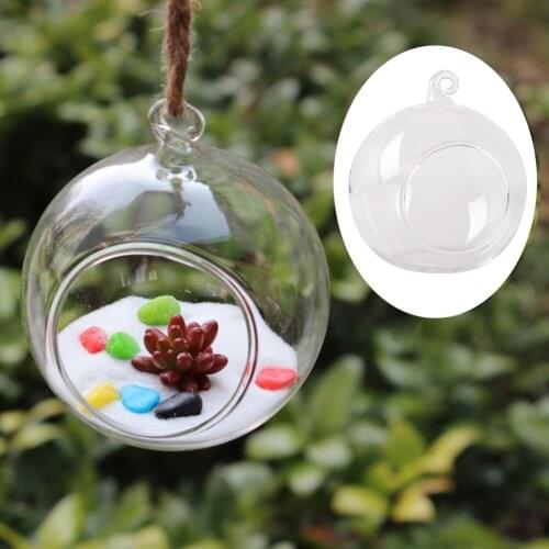 1/10 PC Glass Hanging Plant Terrarium Flower Vase DIY Wall Ball Container (Diameter 8cm) Mini Hydroponics Hanging Plant Bottle