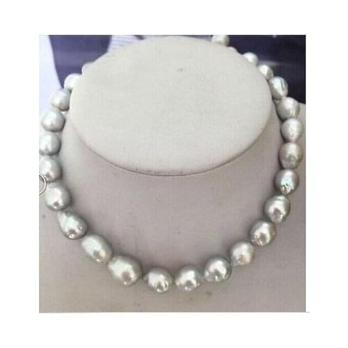 Stunning9-10mm south sea silver grey pearl necklace 18inch