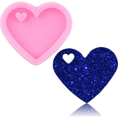 Super Glossy Heart Shape Silicone Mold Keychain Making Molds Necklace Jewelry Epoxy Crafting Mould Handmade Polymer Clay Moulds