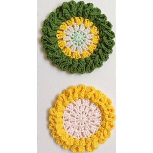 Wedding Decoration Morning Flower Crochet Cup Coaster Placemat Pad Tea Coffee Mats Kitchen Table Desk Decor