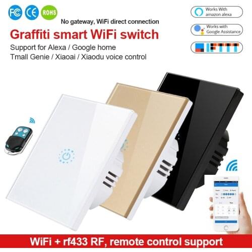 Tuya WIFI Smart Switch 1/2/3Gang EU Wall Intelligent Wall Control Mobile Phone Wireless Control With Alexa Google Home