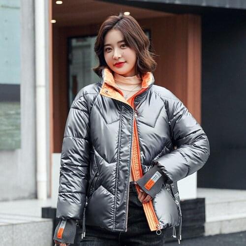 2021 Winter Womens Jacket Streetwear Polyester Zipper Straight Padded Coat Warm Femme Parka Black Women Clothing