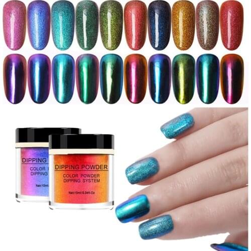 1 BOX Holographic Dipping Nail Powders Gradient Colorful Nail Glitter Lasting Than UV Gel Natural Dry Without Lamp Cure