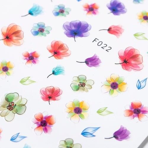 1 Sheet Colored Flowers / Green grass / Lavender DIY Nail Stickers Nail Transfer Decals Accessories Tip Manicure Tool Decoration
