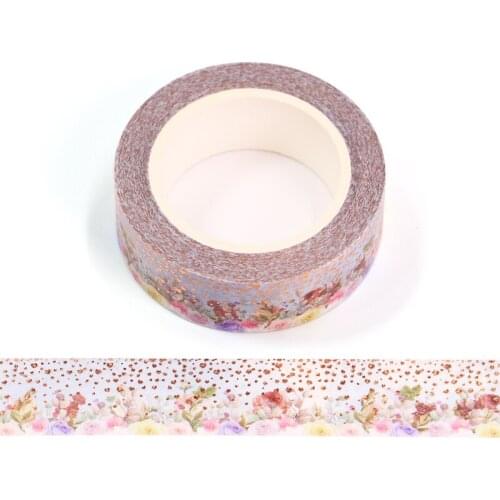 1PC 15MM*10M Foil Colorful Flowers Dots Trees Decorative Washi Tape Scrapbooking Masking Tape School Office Supply
