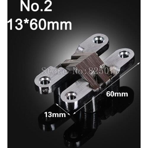 1PCS Hidden Hinges Size 13x60mm Bearing 10KG Invisible Concealed Cross Door Hinge Stainless Steel Hinge For Folding Door KF1059