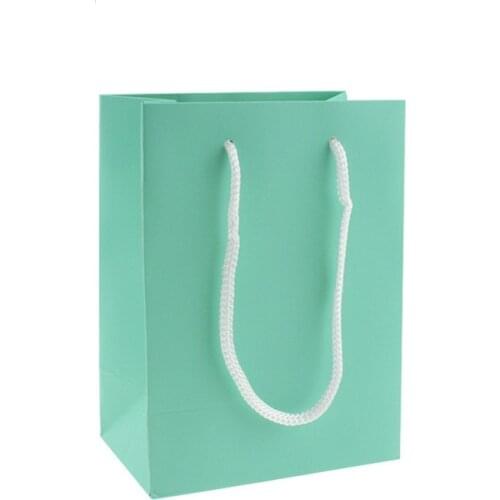 10 Pcs High Quality Kraft Paper Bag With Handles Elegant Turquoise Packaging Bags For Wedding Birthday Party Jewelry Paper Bags