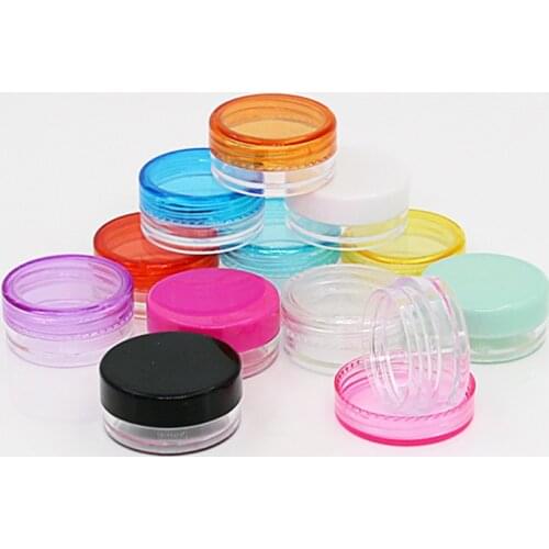 10pcs/lot 3ml 5ml Cosmetic Cream Jars Plastic Make-up Packaging Cream Portable Transparent Cartoons Box Refillable Bottles