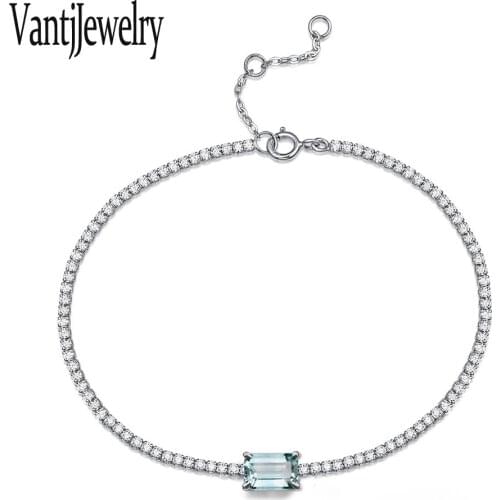 100%Natural Aquamarine Bracelets Sterling 925 Silver Morganite Peridot Topaz Created Emerald Sapphire Ruby for Women Party Gift