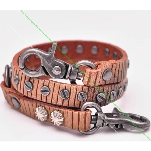 20.5" Quality Screw Flower Stud White Veg Leather Trucker Motocycle Punk Biker Jean Wallet Chain Key Holder Trigger Hook Clasp