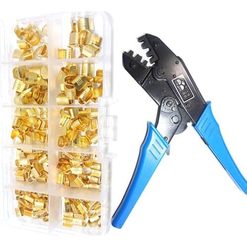 300Ppcs DJ454 U-Shaped Copper Wire Crimps Terminal Cold Pressing Connectors Cable Lug For Wire Tab Terminal With Plier