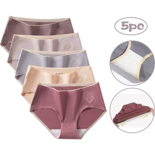 Sexy Women Hot Sale High Quality Womens Sexy Briefs In Solid Color With Non-Trace Mid-Waist Underwear 5PC For Dropshipping