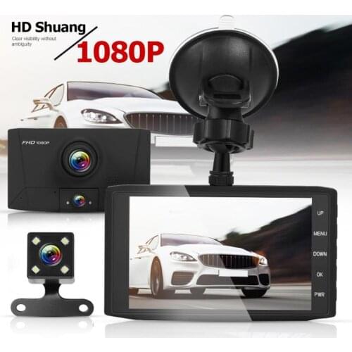 505 4.0 inch Triple Tachograph 3 Lens Car DVR Camera Dual Lens Maximum Support Card Storage 32GB with Rearview Camera Dashcam