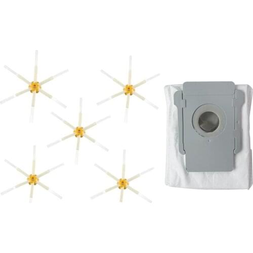 6 Pcs For Irobot Roomba Vacuum Cleaner Part: 5 Pcs Side Brush & 1 Pcs Dust Bag