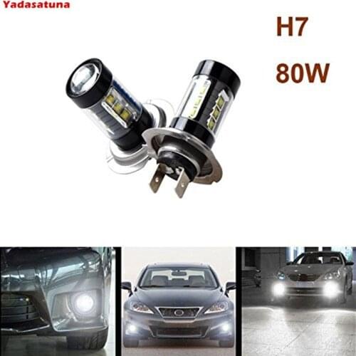 2Pcs/Lot Automotive H7 Car Led H7 80W CREE Chips LED Fog DRL Driving Car Head Light Lamp Bulbs White Super Bright
