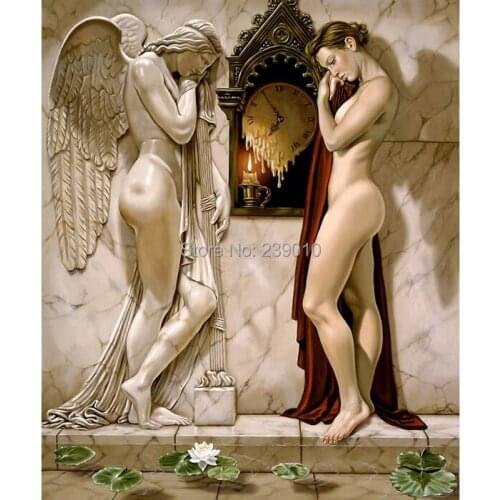 Free shipping modern angel wings canvas prints oil painting nude art oil painting on canvas hotel wall art decoration picture